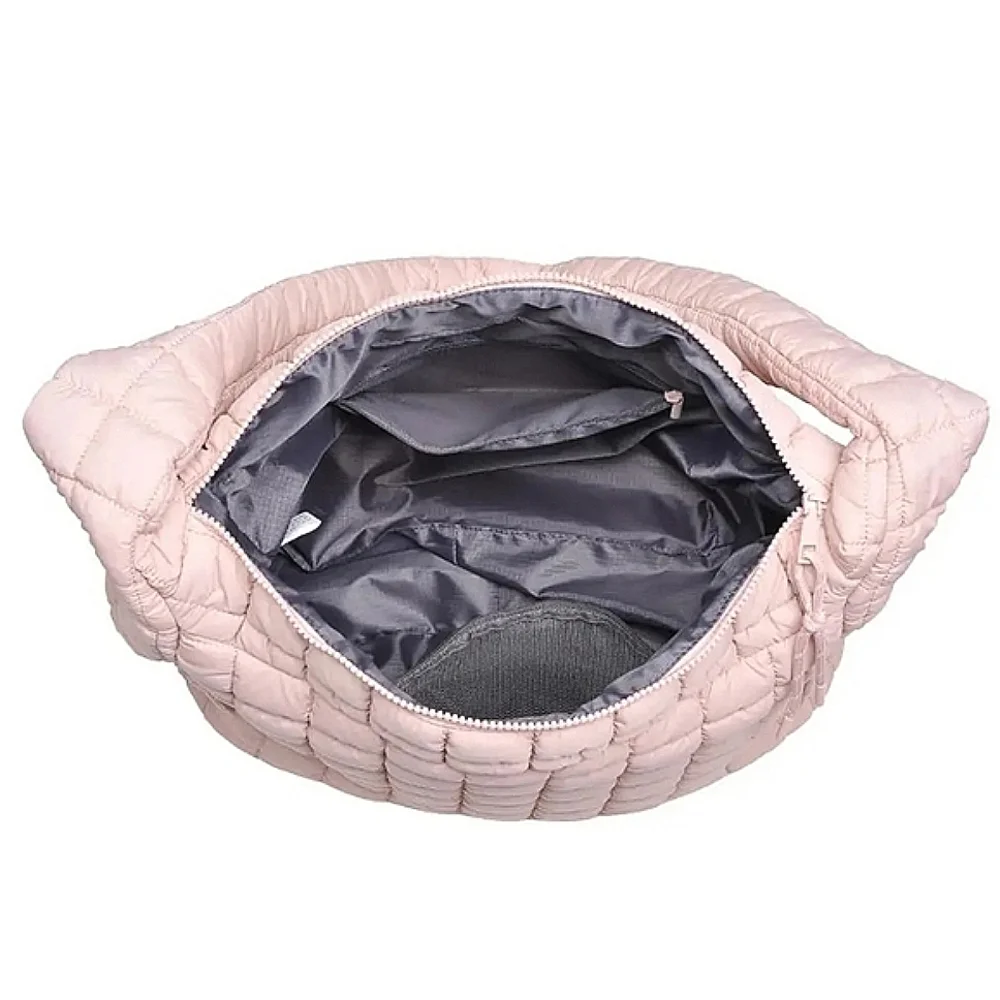 Leda Extra Large Quilted Nylon Hobo Bag Urban Expressions Rose NWT$120 Soldout!